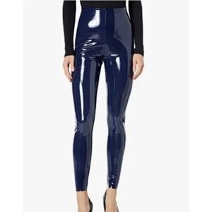 Commando  Faux Patent Leather Navy Blue Glossy Women's Leggings, sz M